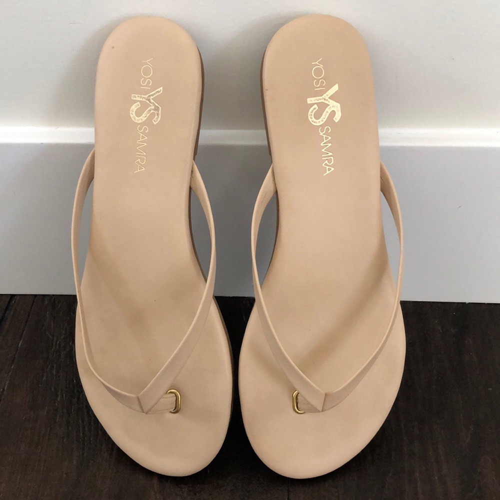 YOSI SAMRA Nude Leather Flip Flop
